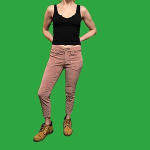 BRAND NEW WOMENS PINK CORDUROY EXPRESS STRETCH MID RISE ANKLE LEGGINGS SIZE 00/S